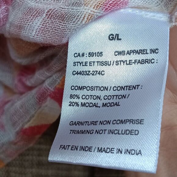 Charlie B Pink and Orange Chevron Cotton Blend Blouse - Picture 3 of 4